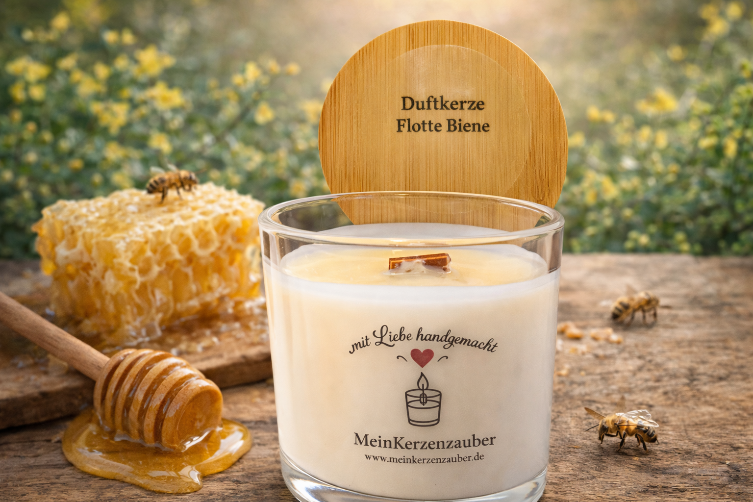 Duftkerze Flotte Biene Mittel (140g) - MeinKerzenzauber