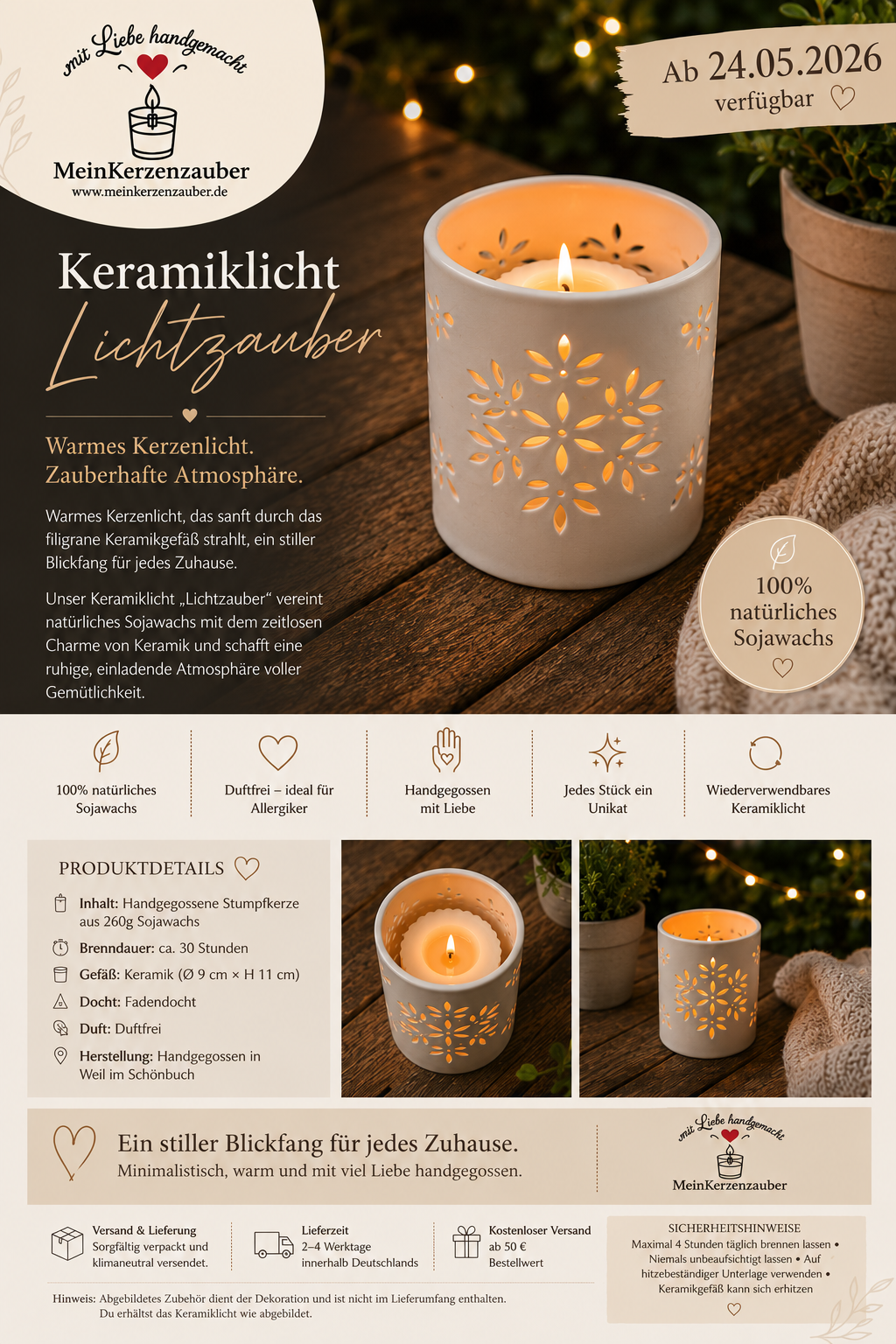 Keramiklicht Lichtzauber (260g) - MeinKerzenzauber