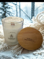 BIO Duftkerze Heiße Schokolade Mittel 190g mit knisterndem Holzdocht und Bambusdeckel - 40 Stunden Brenndauer