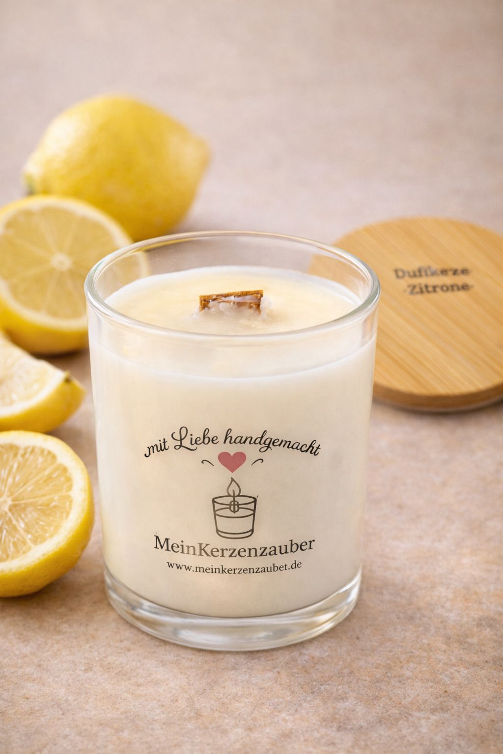 Duftkerze  Zitronen Mittel (140g) ätherisches Öl - MeinKerzenzauber