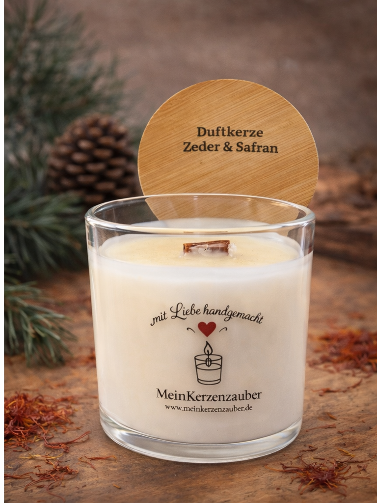 Duftkerze Zeder & Safran Mittel (140g) - MeinKerzenzauber