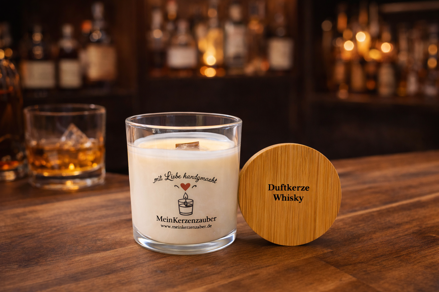 Duftkerze Whisky Mittel (140g) - MeinKerzenzauber