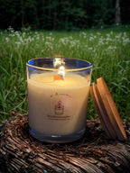 BIO Duftkerze Mittel 190g mit knisterndem Holzdocht und Bambusdeckel - 40 Stunden 